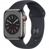 Cumpara ieftin Apple Watch Series 8 GPS + Cellular, 41mm, Graphite Stainless Steel Case, Midnight Sport Band