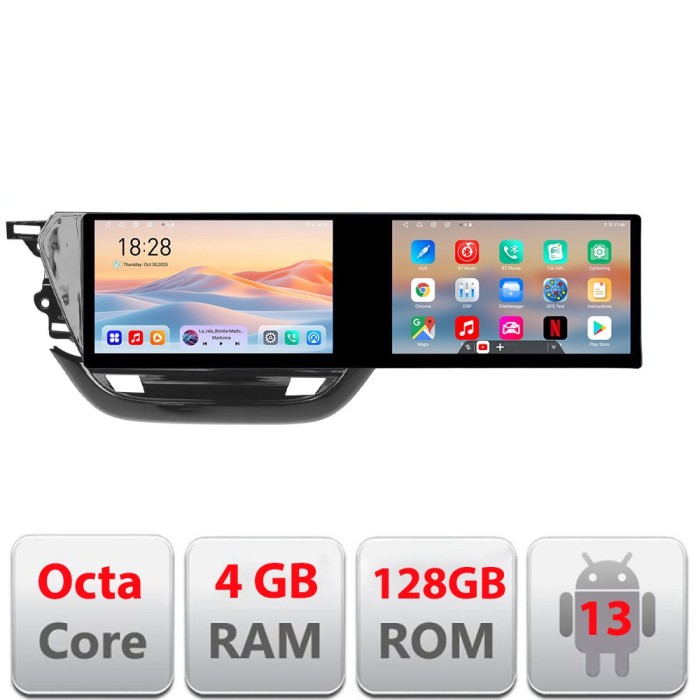 Navigatie Opel Corsa F 2019- Edotec 2 ecrane 8 core 4+128 21.6 inch Incell android Wifi 5Ghz gps internet KIT-corsa-f CarStore Technology