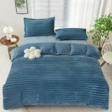 Cumpara ieftin Lenjerie de pat dublu cocolino,4 piese.cearceaf normal,dungi,albastra-92684