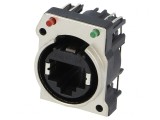 Soclu RJ45 XLRnet Cat 5e cu LED și buton THT