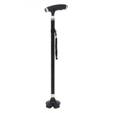 Bat de drumetie pliabil, Aluminiu, Cu lanterna, 62-97 cm, Negru