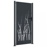 Cumpara ieftin Poarta pentru gradina, antracit, 105x205 cm, otel, model iarba