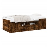 Gossi cadru pat cu sertare, stejar fumuriu, 75x190 cm lemn prelucrat