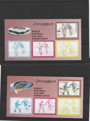 Somalia 2002-Sport,Fotbal,CM,Korea-Japonia,2 colite dantelate,MNH,Mi.Bl.86,87 foto
