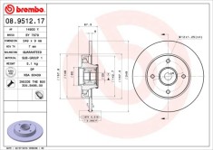 BREMBO 08.9512.17 PRIME LINE - With Bearing Kit Disc frana foto