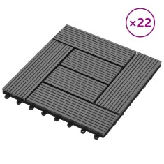 vidaXL Plăci de pardoseală, 22 buc., gri, 30 x 30 cm, WPC, 2 mp