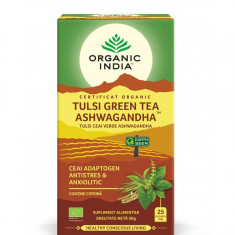 Ceai ashwagandha si ceai verde Tusli, 25 plicuri, Organic India