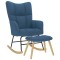 Scaun balansoar cu taburet, albastru, material textil