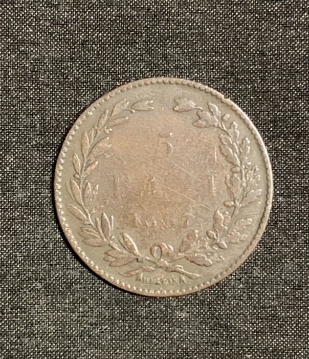 Moneda 5 bani 1867 Heaton