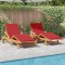 vidaXL Șezlong 2 pcs Roșu 200 x 67 x 84cm Lemn masiv de acacia 3325180