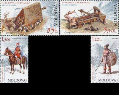 MOLDOVA 2012, Moldova medievală (mașini de război și echipament militar), MNH foto