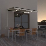 vidaXL Copertină automată cu senzor v&acirc;nt &amp; LED, crem, 350x250 cm