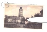 CP Sibiu - Piata mica cu turnul sfatului, foto Emil Fischer, circulata 1939, destinatar primar Abrud George David
