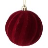 Glob Crăciun Jumbo Catifelat Bordo Linii Ondulate 8 cm, Oem