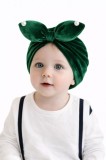 Caciulita verde tip turban din catifea cu perlute (Marime Disponibila: 6-9 luni)