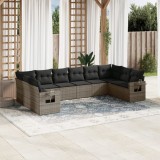 Set mobilier de gradina cu perne, 10 piese, gri, poliratan GartenMobel Dekor, vidaXL