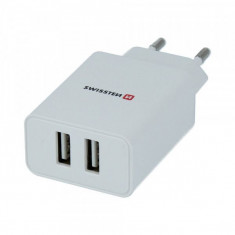 Incarcator Retea Dual USB 2,1 A, cablu micro USB inclus, Alb foto