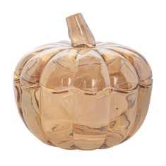 Bomboniera din sticla Amber Pumpkin cu capac