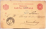 AMS# - &icirc;NTREG POSTAL ROMANIA 1883, CIRCULAT CRAIOVA - NURNBERG, Circulata, Printata