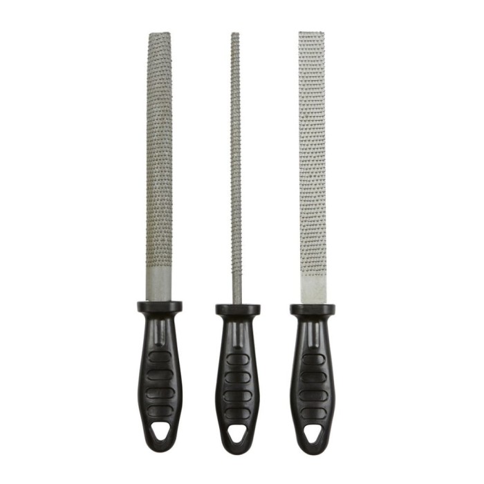 Set 3 raspele otel T8, maner rezistent