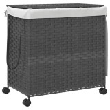 Cumpara ieftin Cos de rufe cu roti, gri, 60x35x60,5 cm, ratan