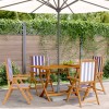 Gossi scaune gradina rabatabile 4buc., textil albastru alb/lemn masiv