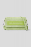 Cumpara ieftin Karl Lagerfeld poseta de piele ICON K SM FLAP SHB SUEDE culoarea verde