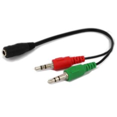 Adaptor Cablu audio Jack, Detech, 2 x 3.5mm 3 pin Tata (microfon + casti/ boxe) la 1 x jack 3.5mm 4 pin Mama - 20cm