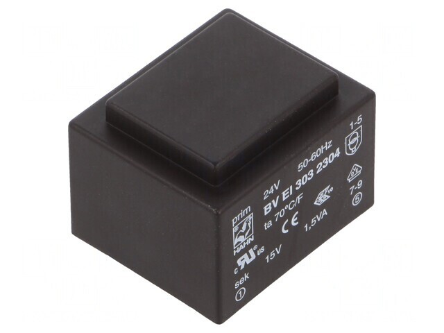 Transformator &Icirc;ncapsulat 1,5VA 24VAC 15V 100mA PCB
