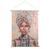 Tablou Textil, Multicolor, Figură de Femeie, Suporturi Lemn, 76x97cm, Oem