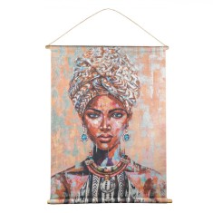 Tablou Textil, Multicolor, Figură de Femeie, Suporturi Lemn, 76x97cm