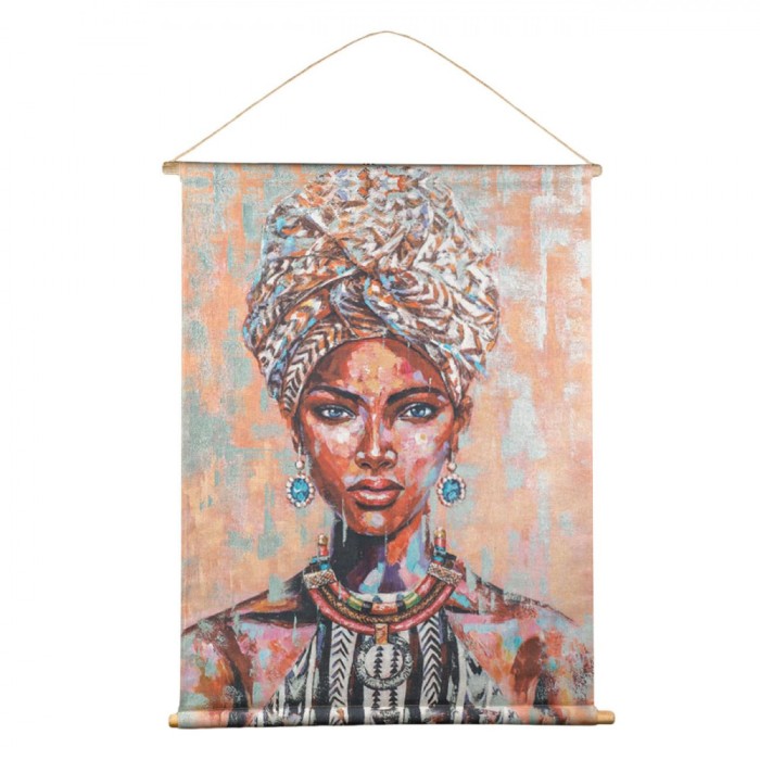 Tablou Textil, Multicolor, Figură de Femeie, Suporturi Lemn, 76x97cm