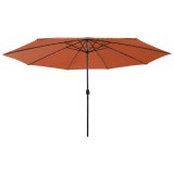 vidaXL Umbrelă soare de grădină cu LED-uri, cărămiziu, 400 cm 312535