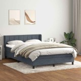 vidaXL Pat box spring cu saltea, gri &icirc;nchis, 140x220 cm, catifea 3318154