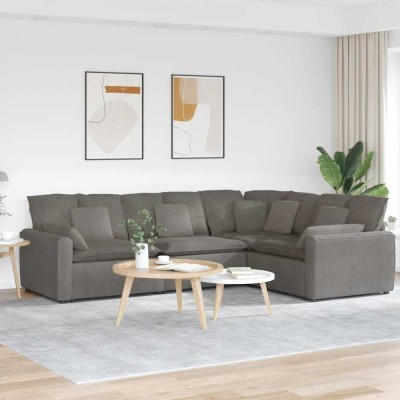 vidaXL Canapea modulară cu perne, gri deschis, țesătură velur 3321167 foto