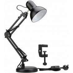 Lampa de birou ajustabila, E27, 40W, suport negru, clema de prindere inclusa