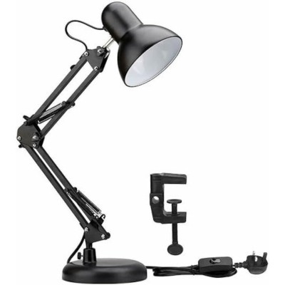 Lampa de birou ajustabila, E27, 40W, suport negru, clema de prindere inclusa foto