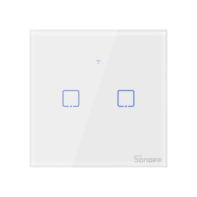 Intrerupator Smart Sonoff, 2 canale, 86 x 86 x 35 mm, ABS, Alb foto