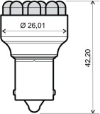 Bec led 12V Bay15S alb, Oem