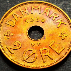 Moneda istorica 2 ORE - DANEMARCA, anul 1938 *cod 4965 A = excelenta!
