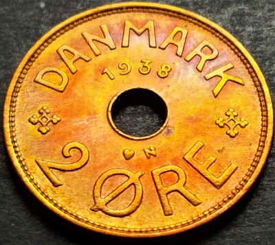 Moneda istorica 2 ORE - DANEMARCA, anul 1938 *cod 4965 A = excelenta! foto