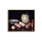 Imagini vechi pe p&acirc;nză cu ramă din lemn, 20 x 25 cm