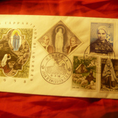 Plic FDC Monaco 1958 - 100 Ani Aparitia de la Lourdes