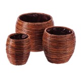 Cumpara ieftin Set 3 ghivece flori fibre naturale maro III 18,5 x 14,5 cm, 25 x 23 cm, 32 x 31 cm