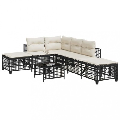 vidaXL Set mobilier colțar de grădină cu perne 3 piese negru poliratan 365443 foto