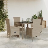 VidaXL Set mobilier de grădină cu perne, 5 piese, bej, poliratan