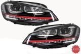 RHD Faruri 3D LED VW Golf 7 VII (2012-2017) R20 GTI Design Semnal Dinamic LED Performance AutoTuning, KITT