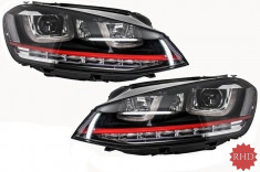 Faruri 3D LED Volan Dreapta compatibile cu VW Golf 7 (2012-2017) R20 GTI Design Semnal Dinamic LED foto