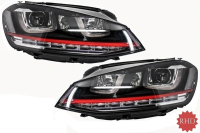 RHD Faruri 3D LED compatibil cu VW Golf 7 VII (2012-2017) R20 GTI Design Semnal Dinamic LED HLVWG7GTILEDFWRHD foto