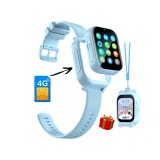 Ceas Smartwatch pentru Copii 4G, Cartela SIM, GPS, Camera, Apel Vocal-Video, Monitorizare Spion, Buton SOS, GITECH&reg; K10, Husa cu Snur, Albastru